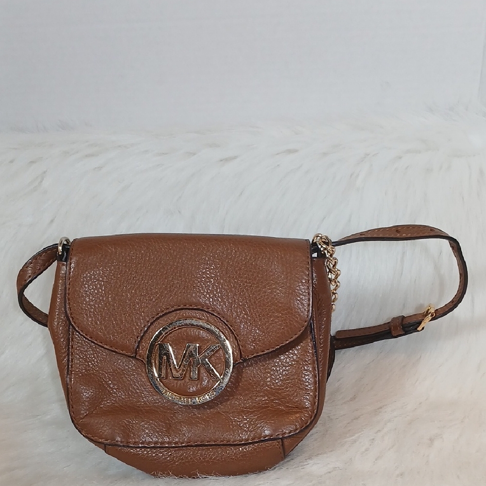 Michael Kors Fulton Small Tan Leather Crossbody Bag